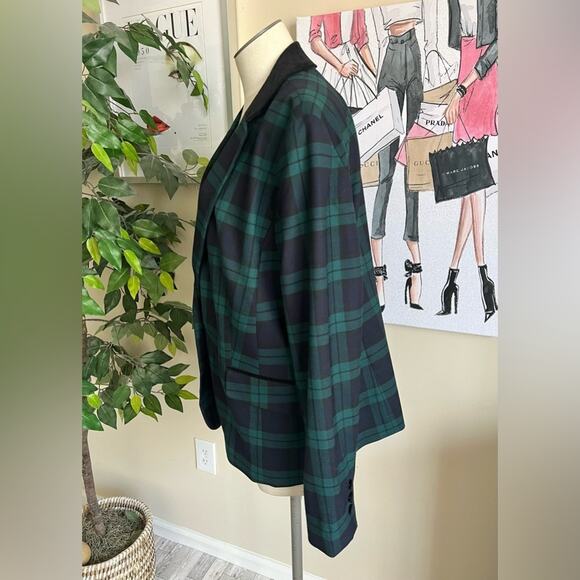 Talbots Womens Dashing Tartan Plaid Wool Blend Holiday Work Blazer Sz 14 - Picture 6 of 11